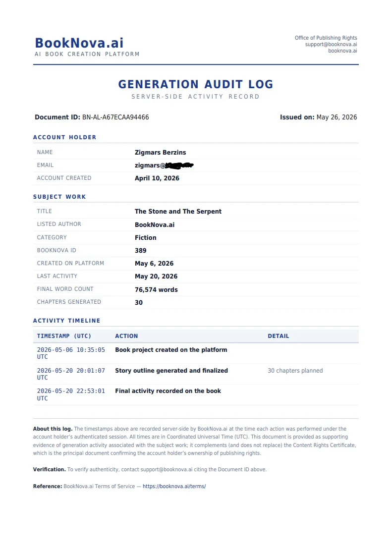 Generation Audit Log Example